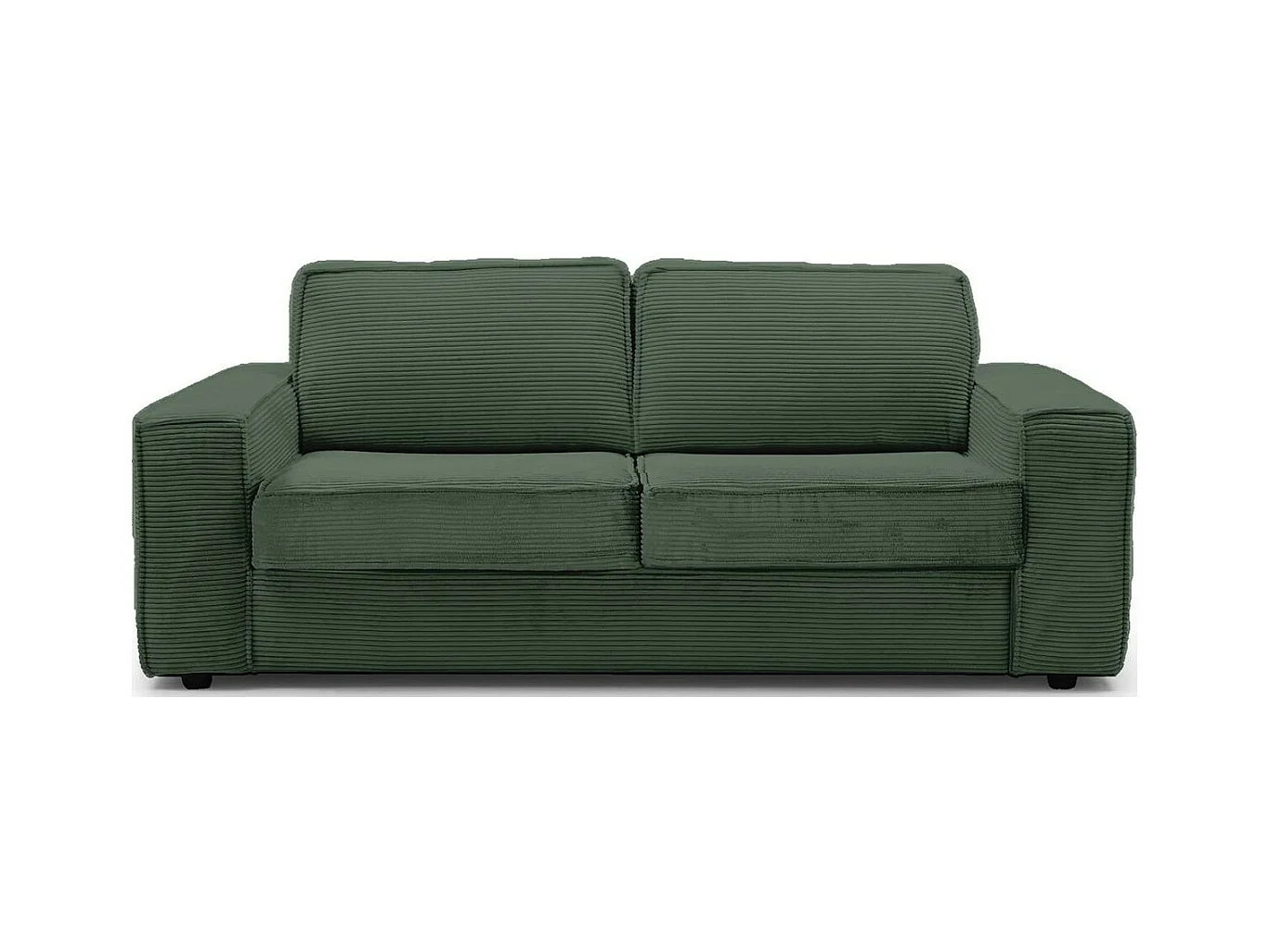 Canapé convertible 3 places en velours côtelé vert - Ouverture express - Couchage quotidien - Matelas HD 140 x 190 - Dario