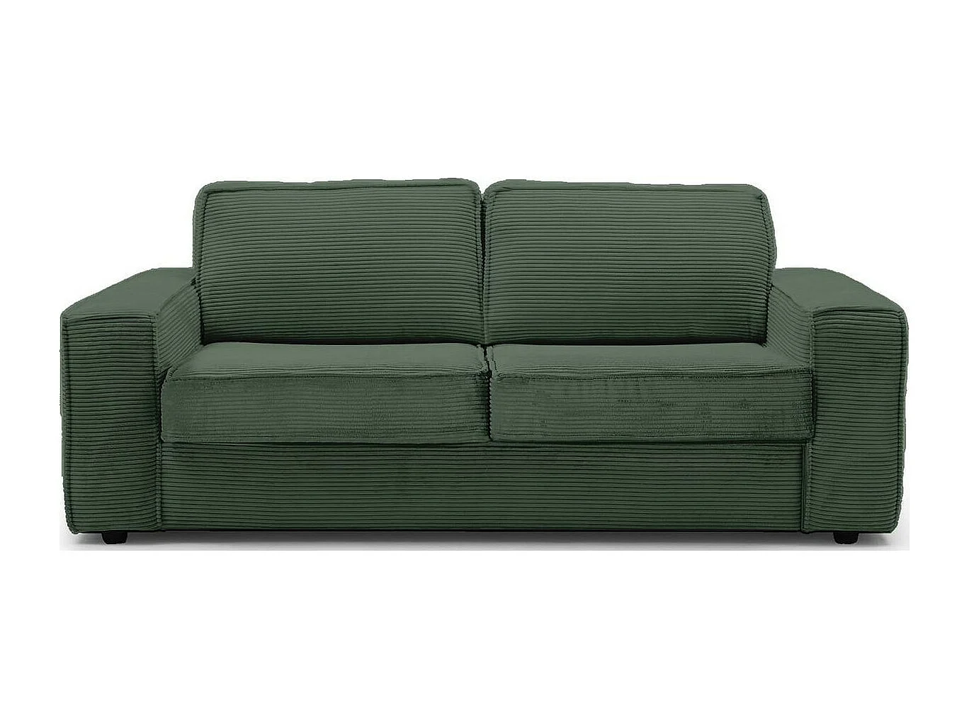 Canapé convertible 3 places en velours côtelé vert - Ouverture express - Couchage quotidien - Matelas HD 140 x 190 - Dario