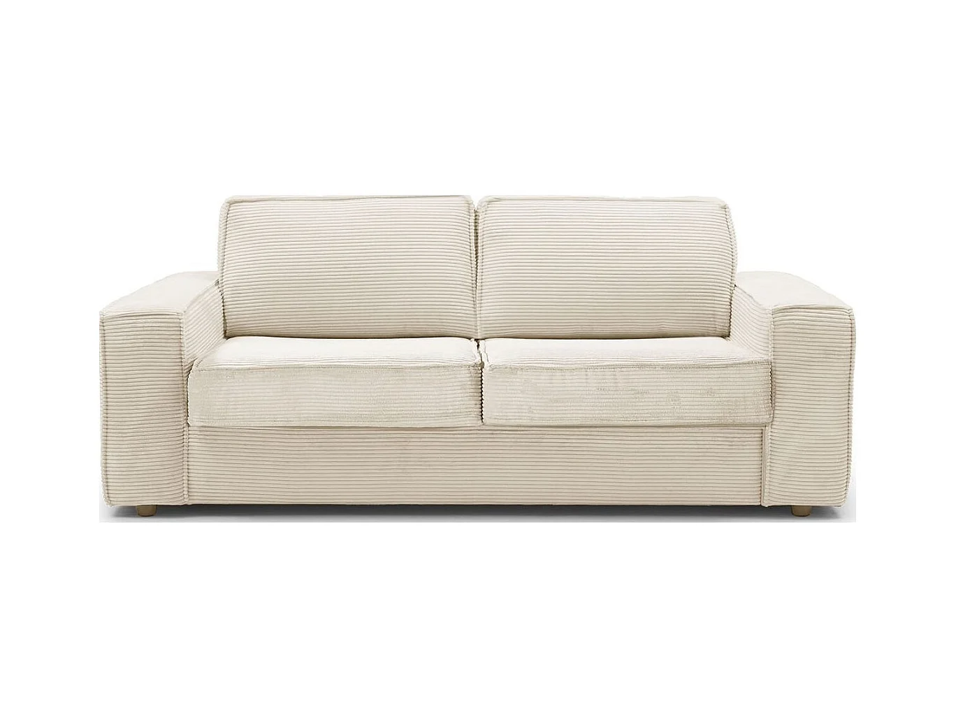 Canapé convertible 3 places en velours côtelé beige - Ouverture express - Couchage quotidien - Matelas HD 140 x 190 - Dario