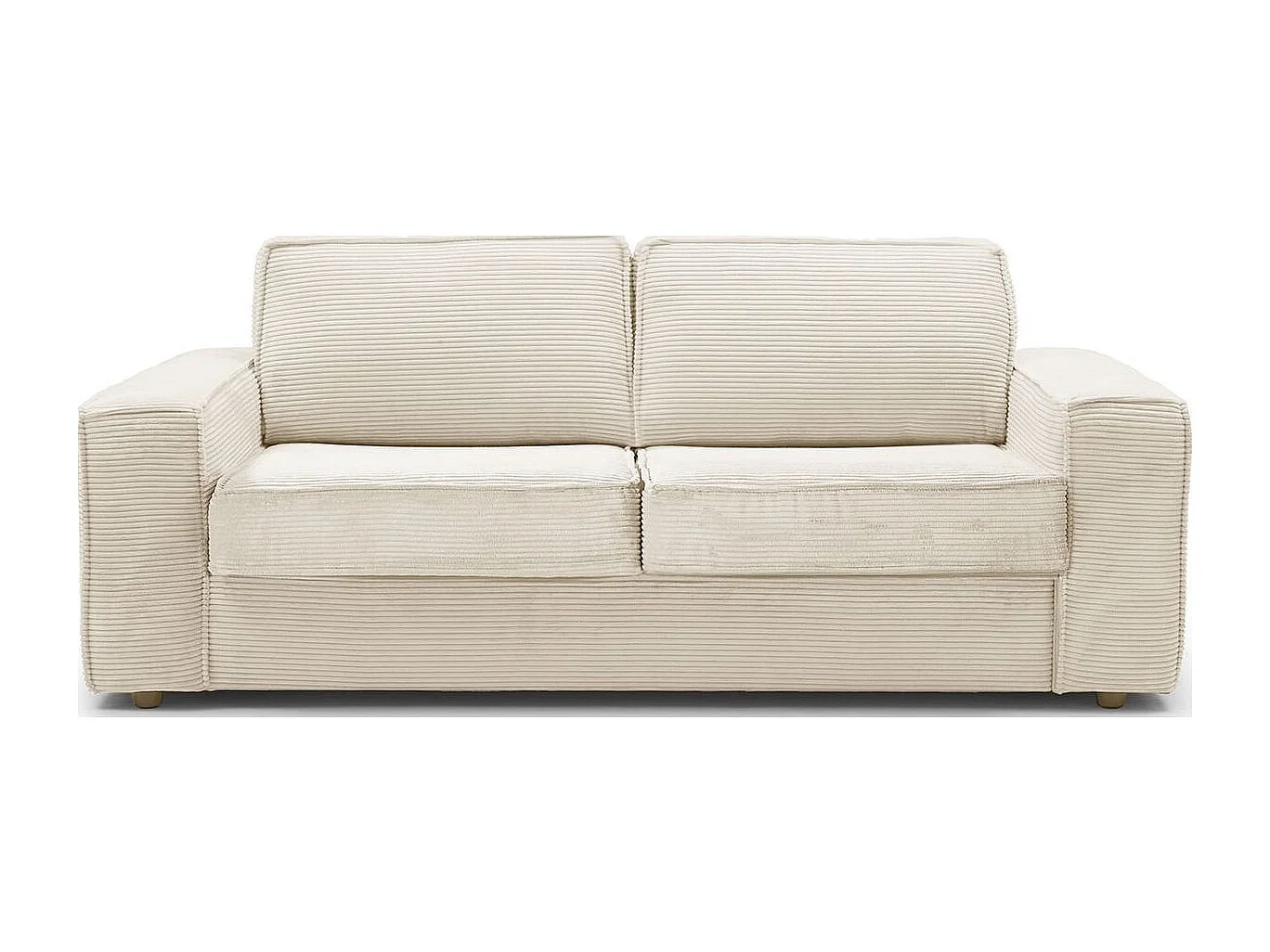 Canapé convertible 3 places en velours côtelé beige - Ouverture express - Couchage quotidien - Matelas HD 140 x 190 - Dario