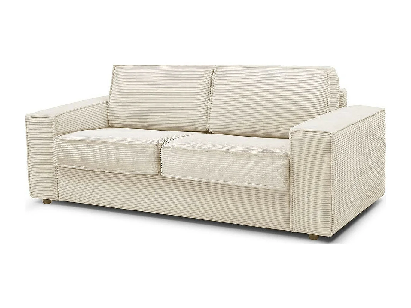 Canapé convertible 3 places en velours côtelé beige - Ouverture express - Couchage quotidien - Matelas HD 140 x 190 - Dario