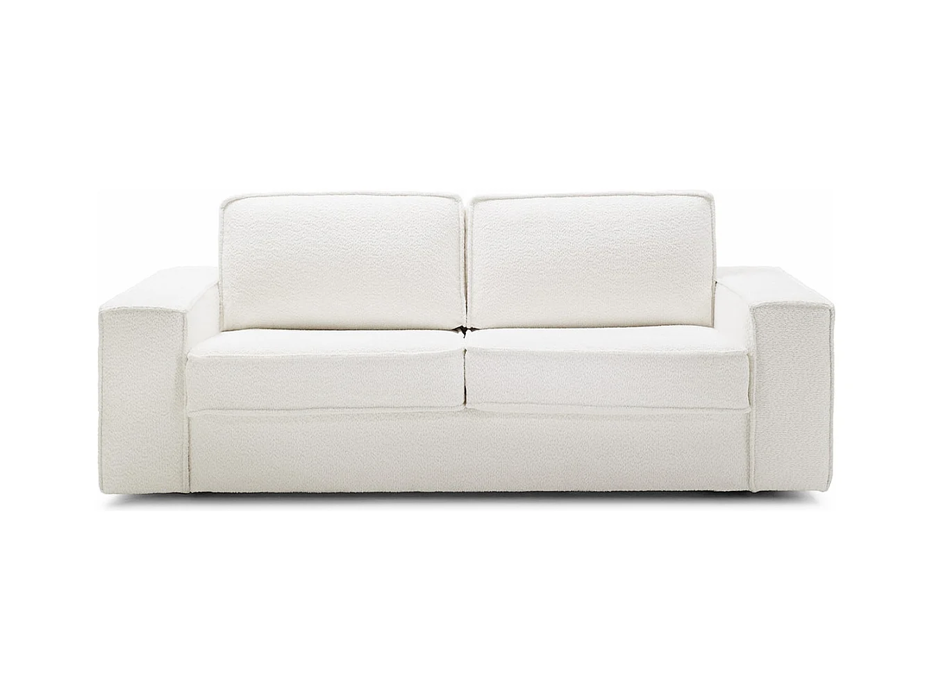 Canapé convertible 3 places en tissu bouclé écru - Ouverture express - Couchage quotidien - Matelas HD 140 x 190 - Dario