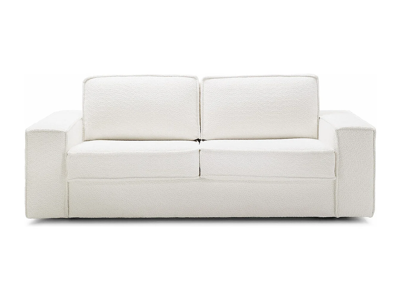 Canapé convertible 3 places en tissu bouclé écru - Ouverture express - Couchage quotidien - Matelas HD 140 x 190 - Dario