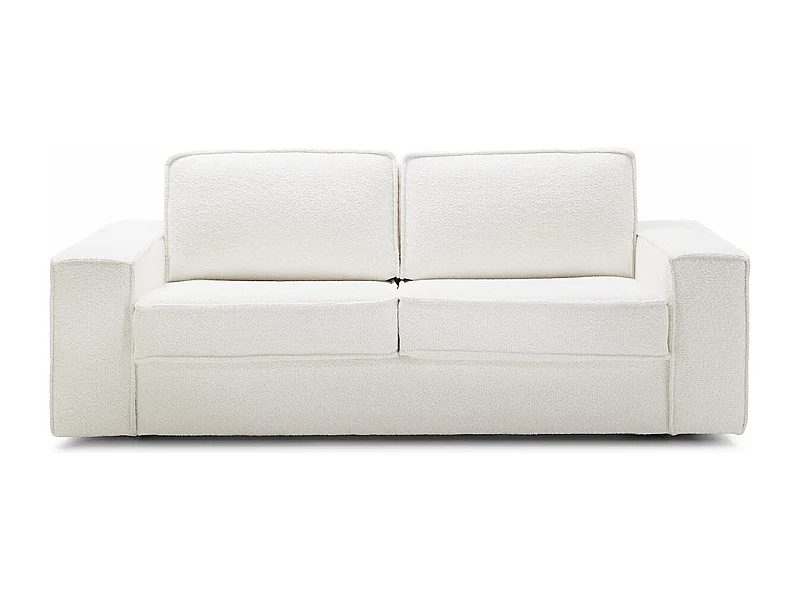 Canapé convertible 3 places en tissu bouclé écru - Ouverture express - Couchage quotidien - Matelas HD 140 x 190 - Dario