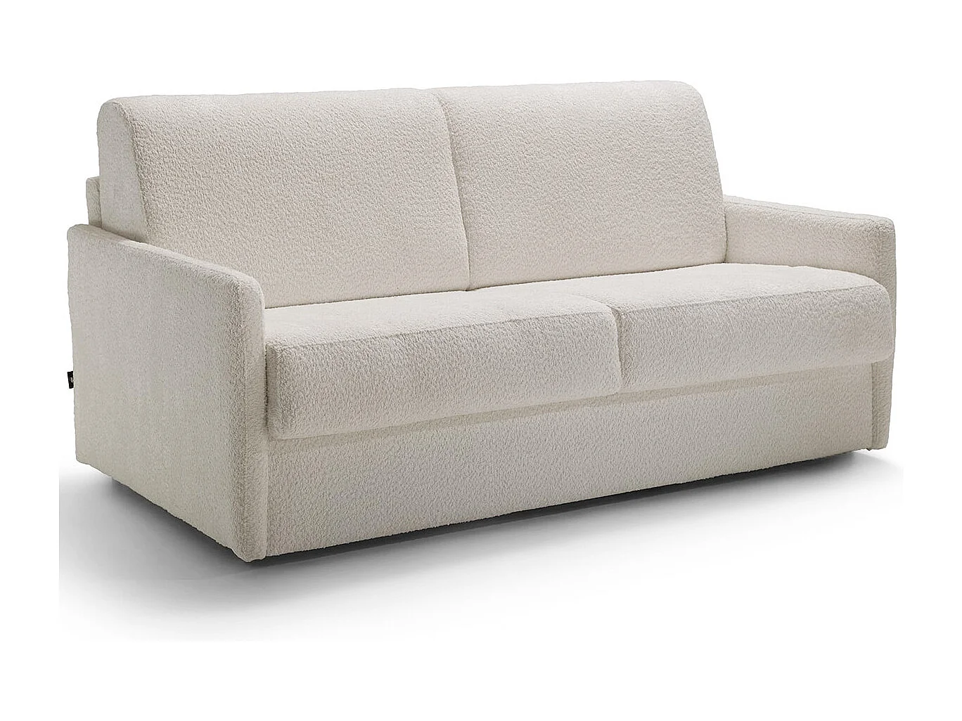 Canapé convertible 3 places en tissu bouclé écru - Ouverture express - Couchage quotidien - Matelas HD 140 x 190 - Sienne