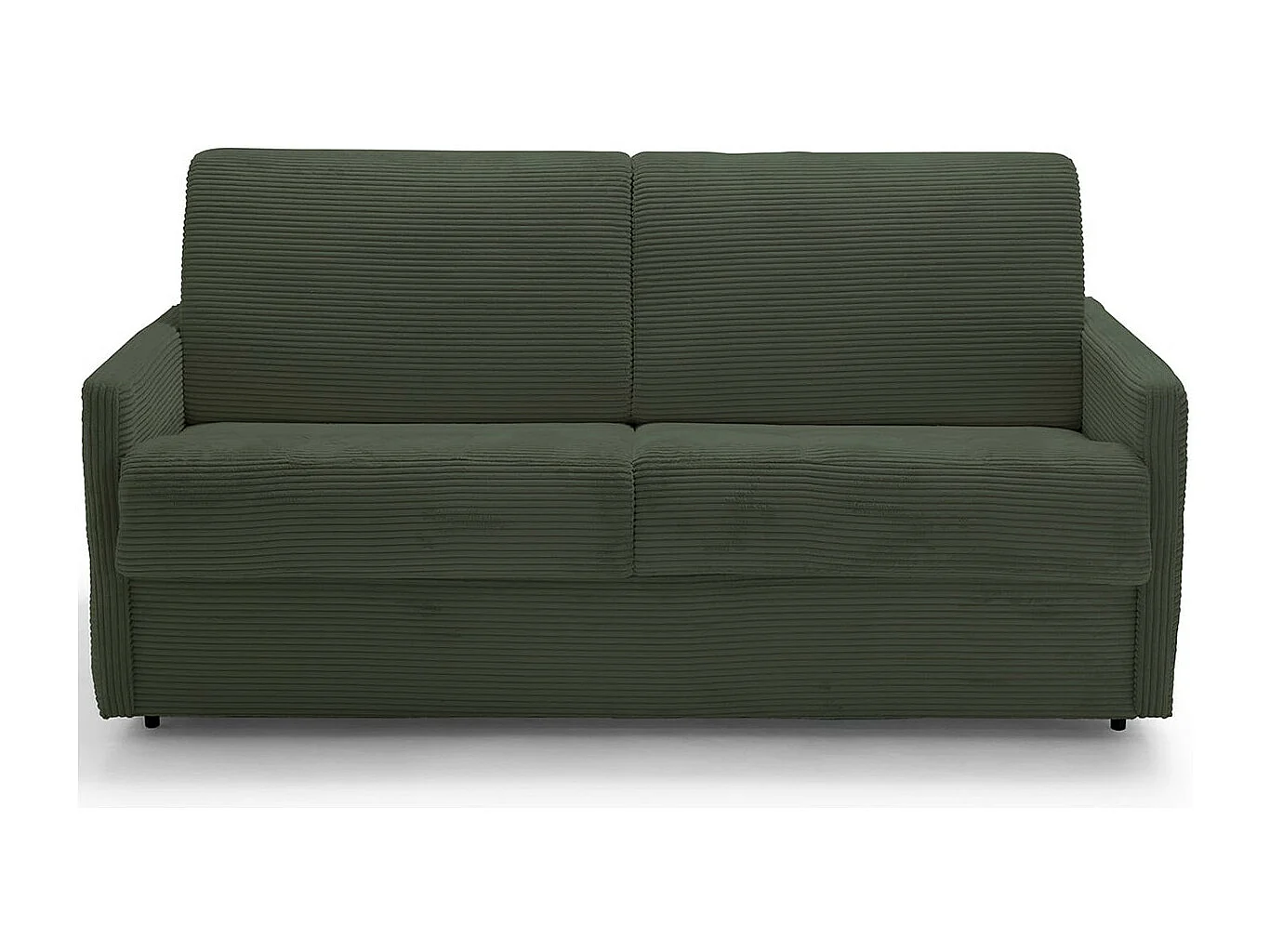 Canapé convertible 3 places en velours côtelé vert - Ouverture express - Couchage quotidien - Matelas HD 140 x 190 - Sienne