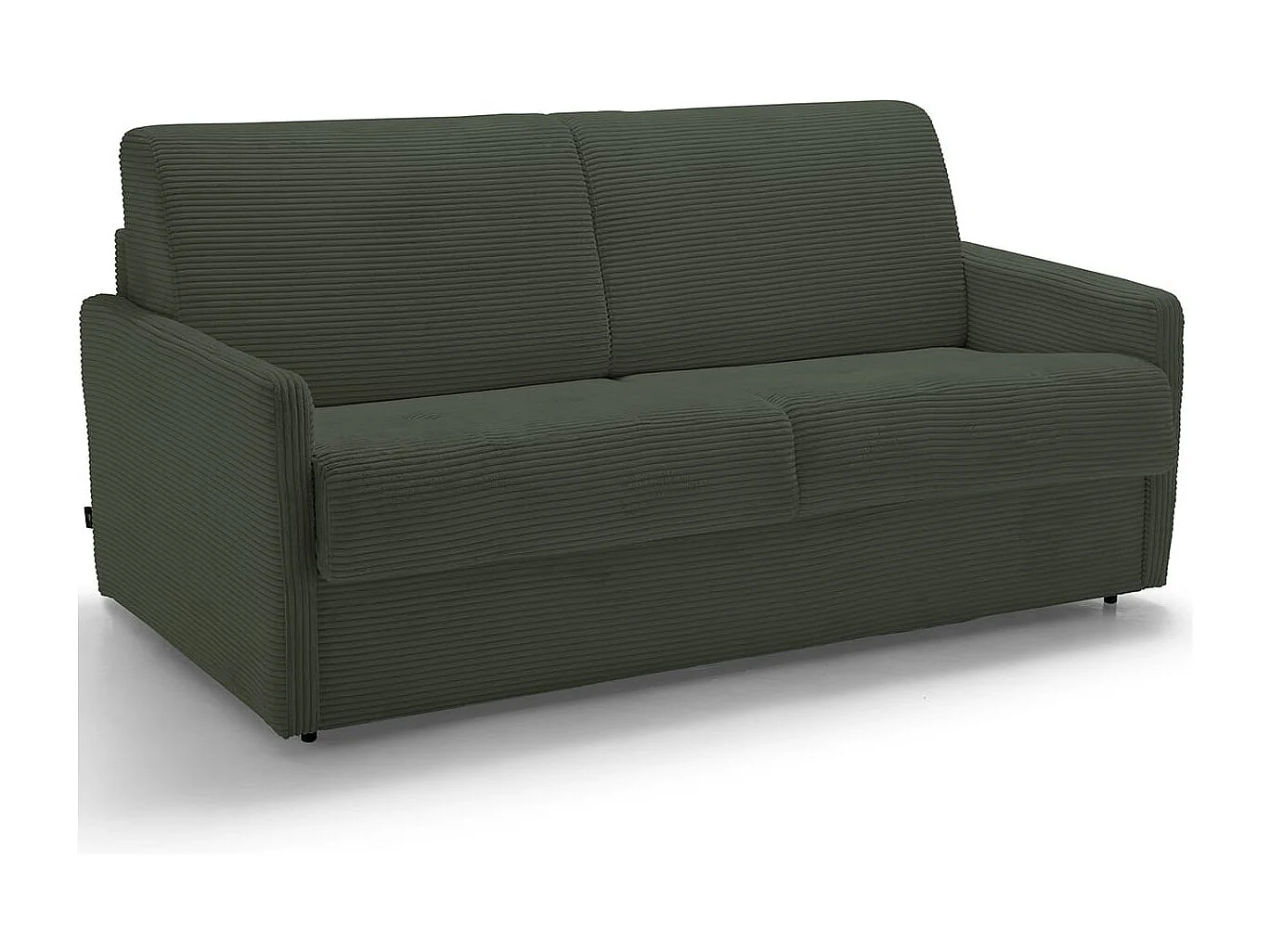 Canapé convertible 3 places en velours côtelé vert - Ouverture express - Couchage quotidien - Matelas HD 140 x 190 - Sienne