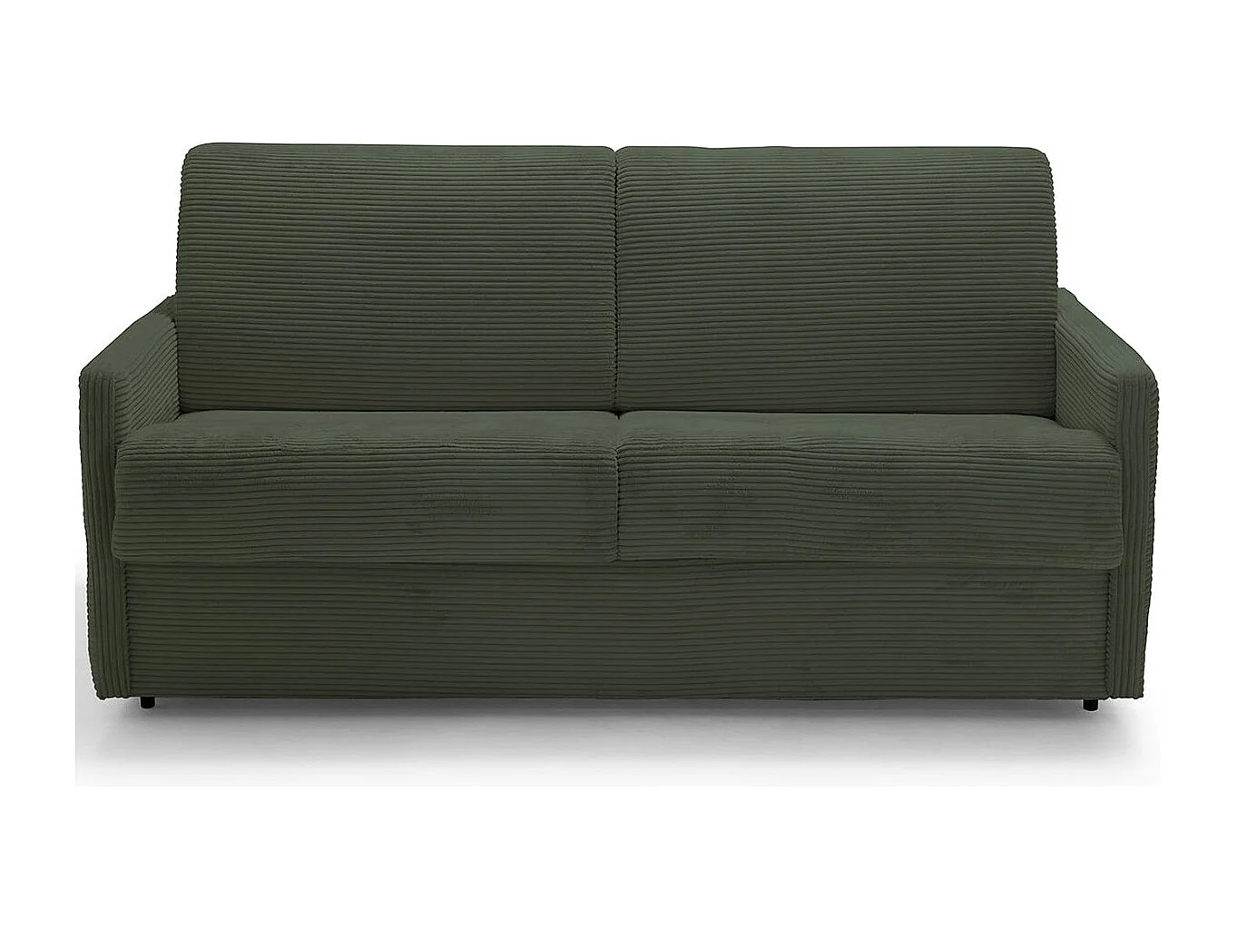 Canapé convertible 3 places en velours côtelé vert - Ouverture express - Couchage quotidien - Matelas HD 140 x 190 - Sienne