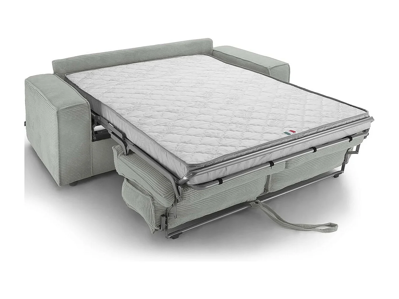 Canapé convertible 3 places en velours côtelé gris - Ouverture express - Couchage quotidien - Matelas HD 140 x 190 - Dario