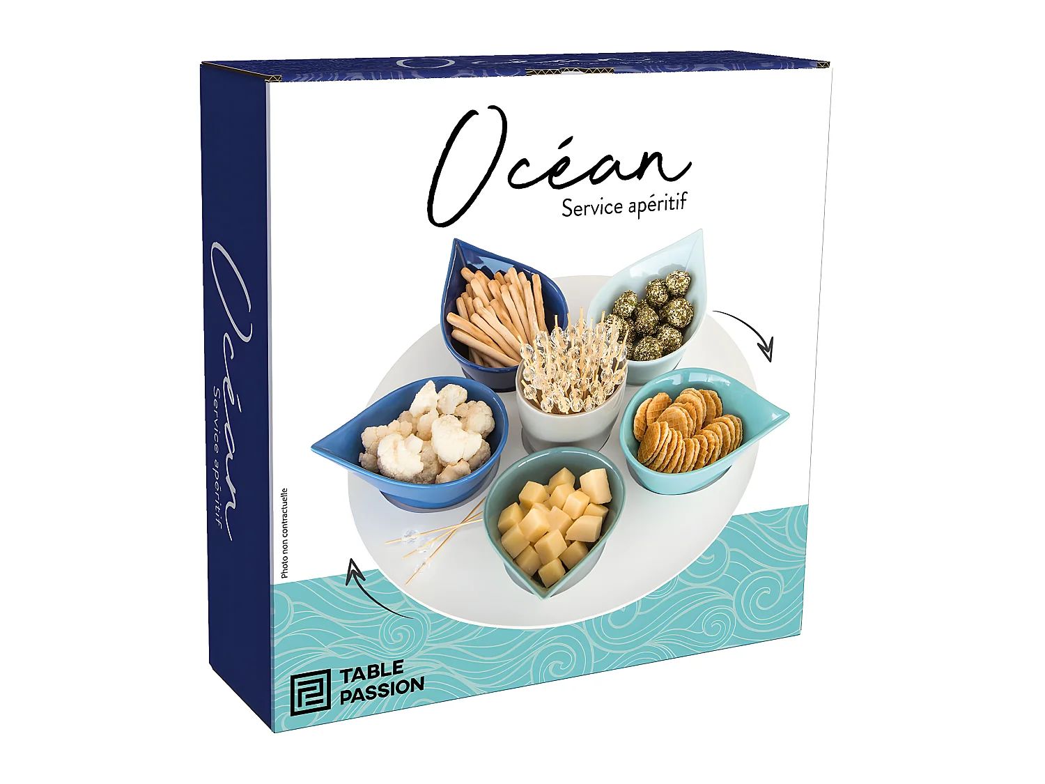 Service apéritif 7 pièces Océan 34 cm