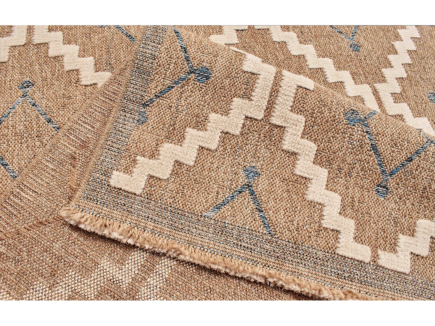 Tapis à motif géométrique bleu - intérieur et extérieur - Tulum - 60x90