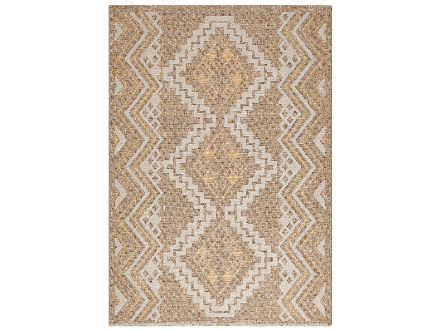 Tapis à motif ethnique jaune - intérieur et extérieur - Tulum - 200x290
