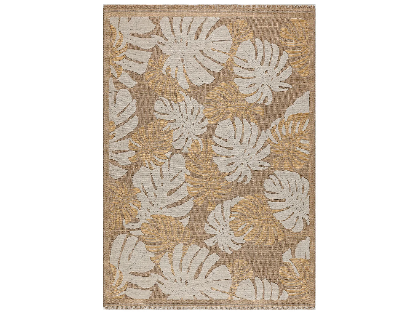 Tapis à motif feuille jaune - intérieur et extérieur - Tulum - 160x230