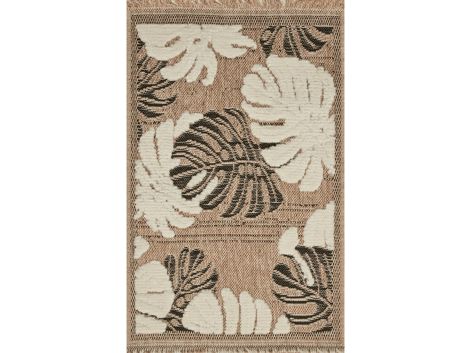 Tapis à motif feuille noir - intérieur et extérieur - Tulum - 60x90