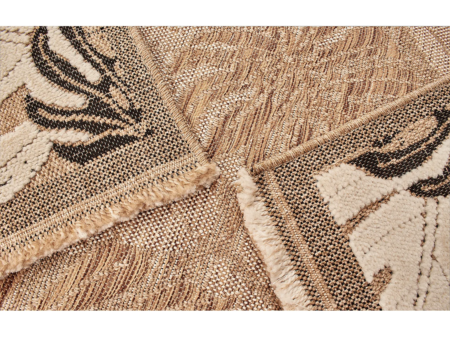 Tapis à motif feuille noir - intérieur et extérieur - Tulum - 60x90
