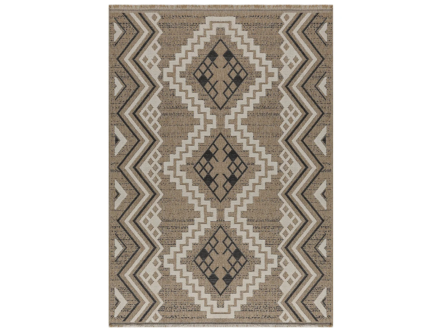 Tapis à motif ethnique noir - intérieur et extérieur - Tulum - 160x230 cm