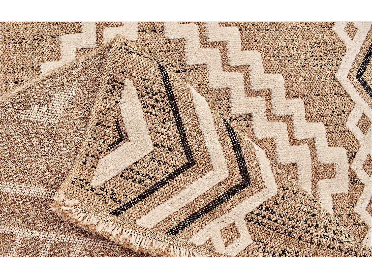 Tapis à motif ethnique noir - intérieur et extérieur - Tulum - 160x230 cm