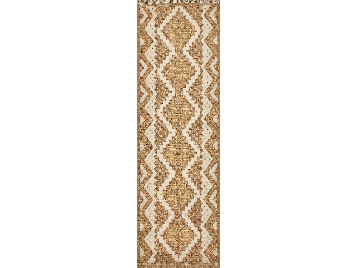 Tapis à motif ethnique jaune - intérieur et extérieur - Tulum - 60x180