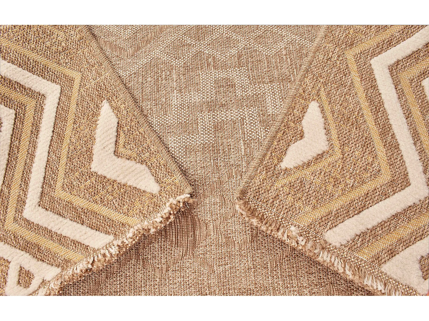 Tapis à motif ethnique jaune - intérieur et extérieur - Tulum - 60x180