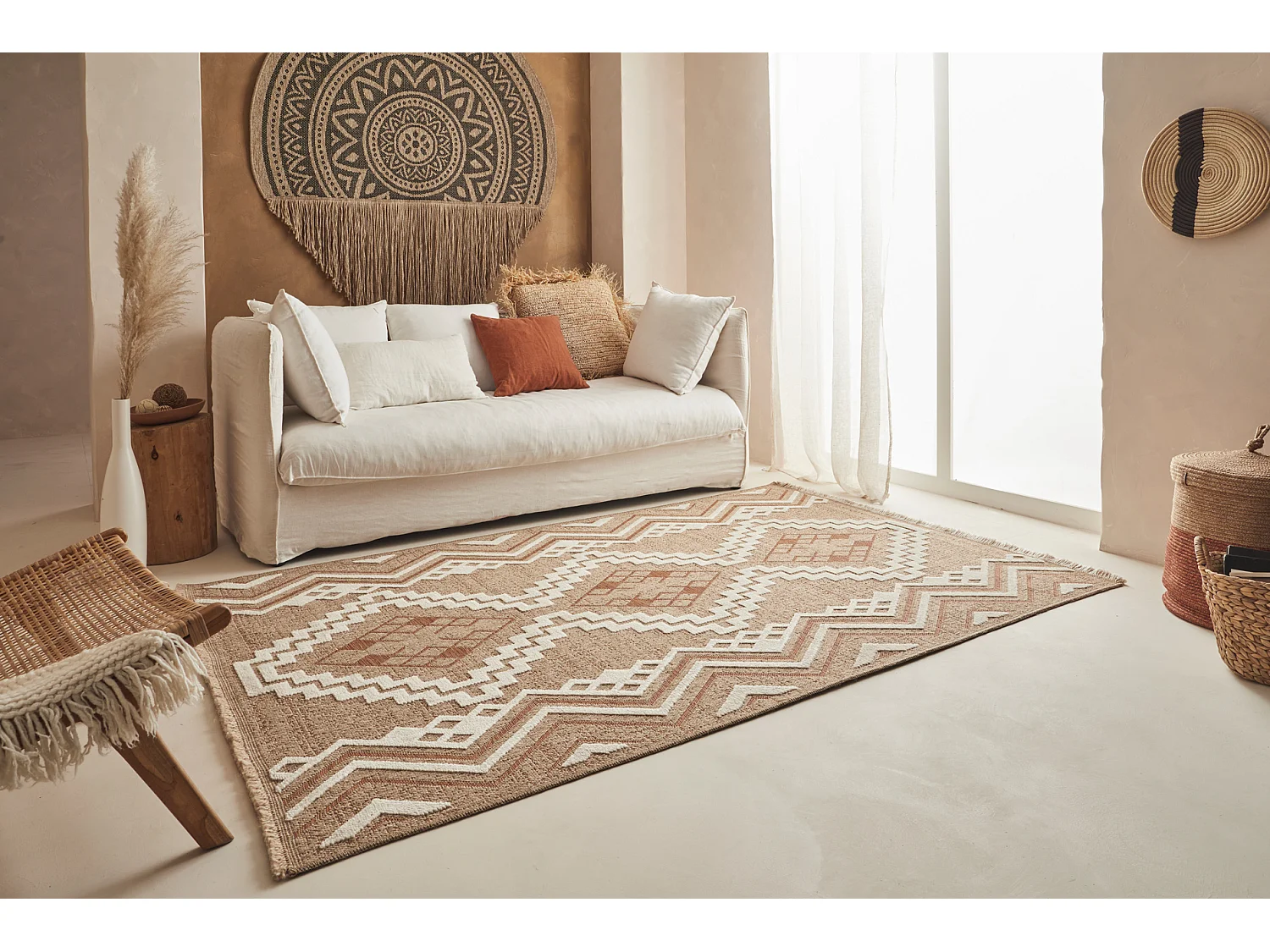 Tapis à motif ethnique terra - intérieur et extérieur - Tulum - 160x230 cm