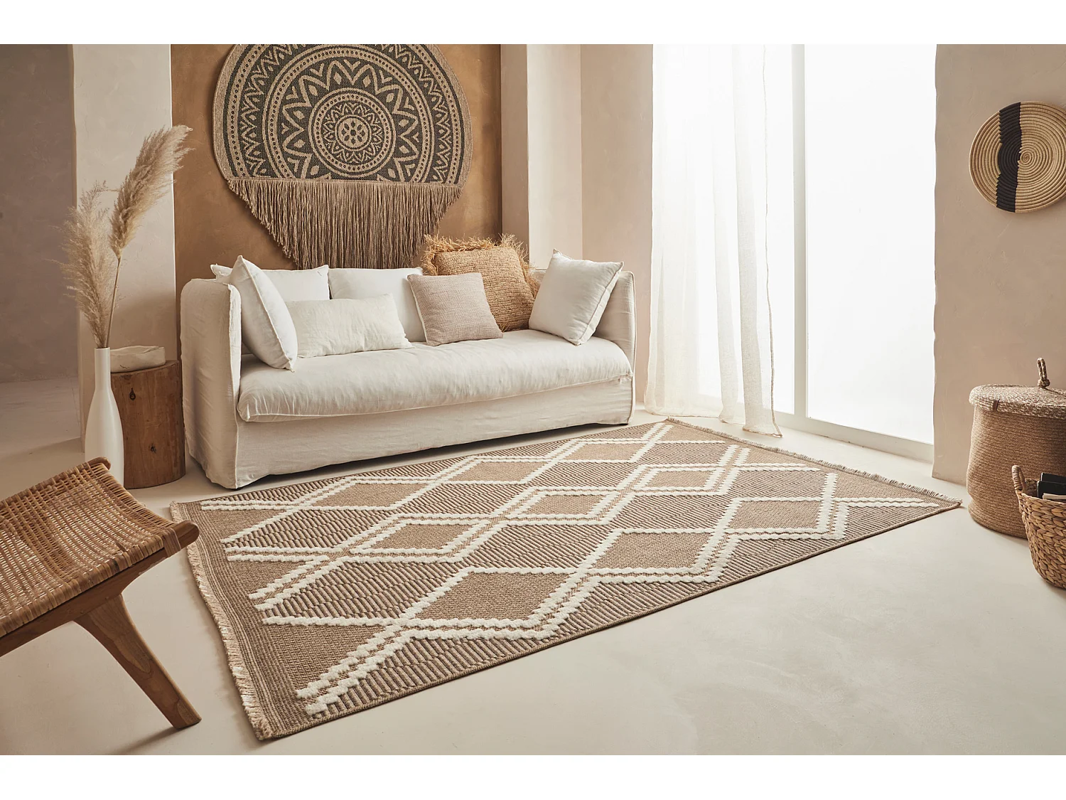 Tapis à motif scandinave marron - intérieur et extérieur - Tulum - 120x170