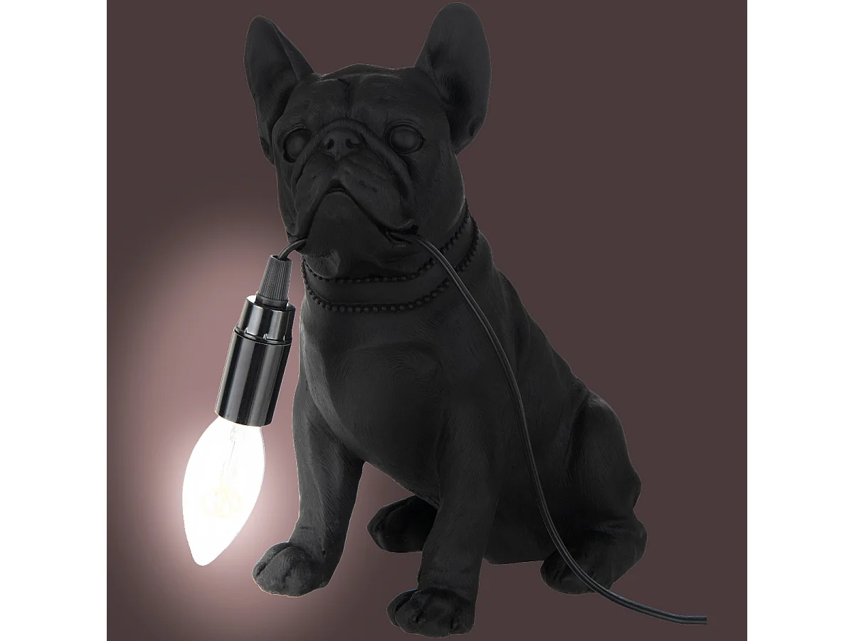 Lampe à Poser Déco "Bulldog" 28cm Noir
