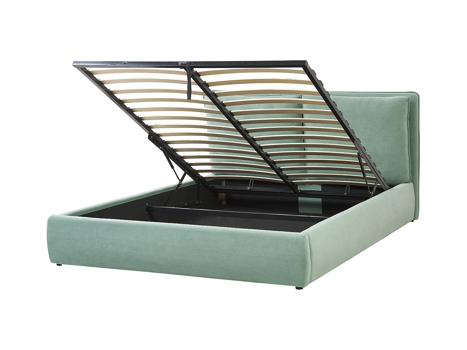 Bett Samt grün mit Kopfteil Bettkasten Lattenrost 160 x 200 cm Modern Bajonna