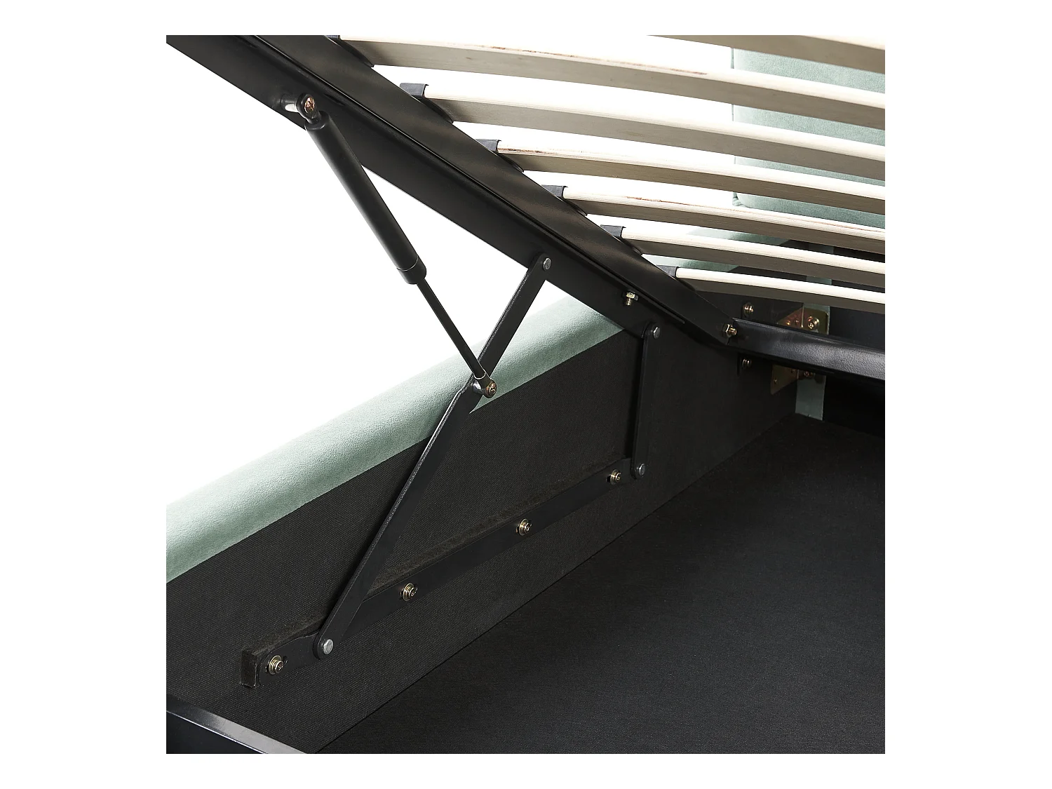 Bett Samt grün mit Kopfteil Bettkasten Lattenrost 160 x 200 cm Modern Bajonna