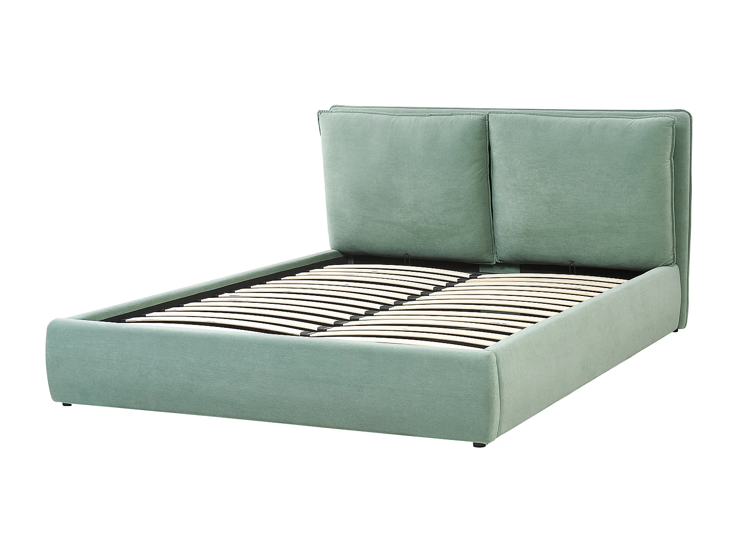 Cama con almacenaje Terciopelo BAJONNA 160 x 200 cm Verde menta