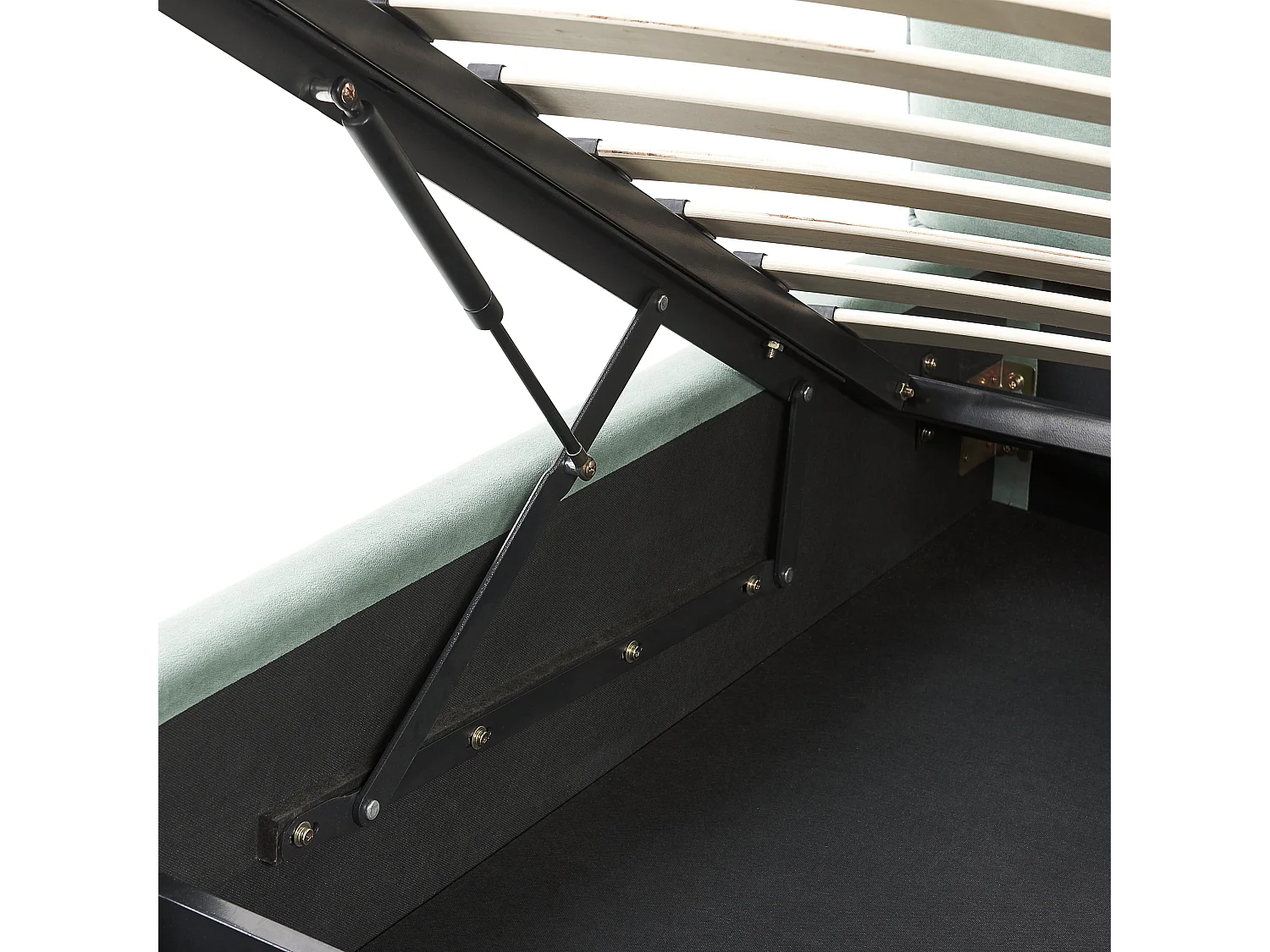 Cama con almacenaje Terciopelo BAJONNA 160 x 200 cm Verde menta