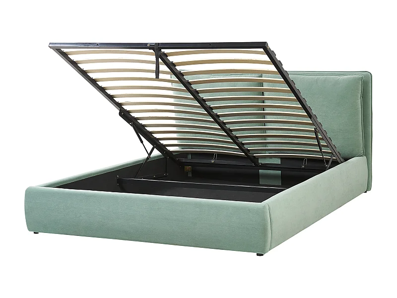 Lit ottoman Velours BAJONNA 160 x 200 cm Vert menthe