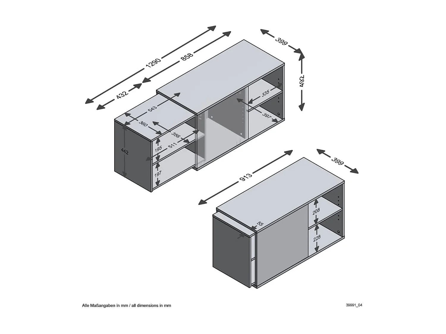 Tv-kast met 2 open vakken 133,5x39,9x49,2 cm zwart & artisan eiken