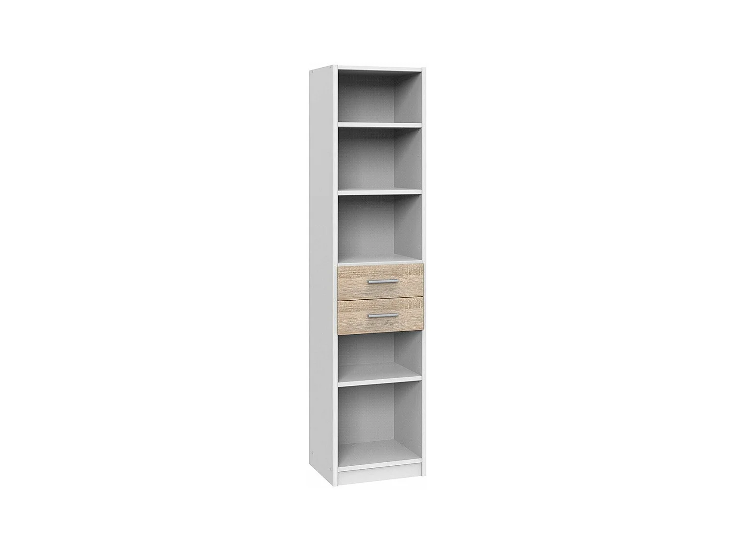 Bibliothèque 5 tablettes et 2 tiroirs - L48 x H197 cm