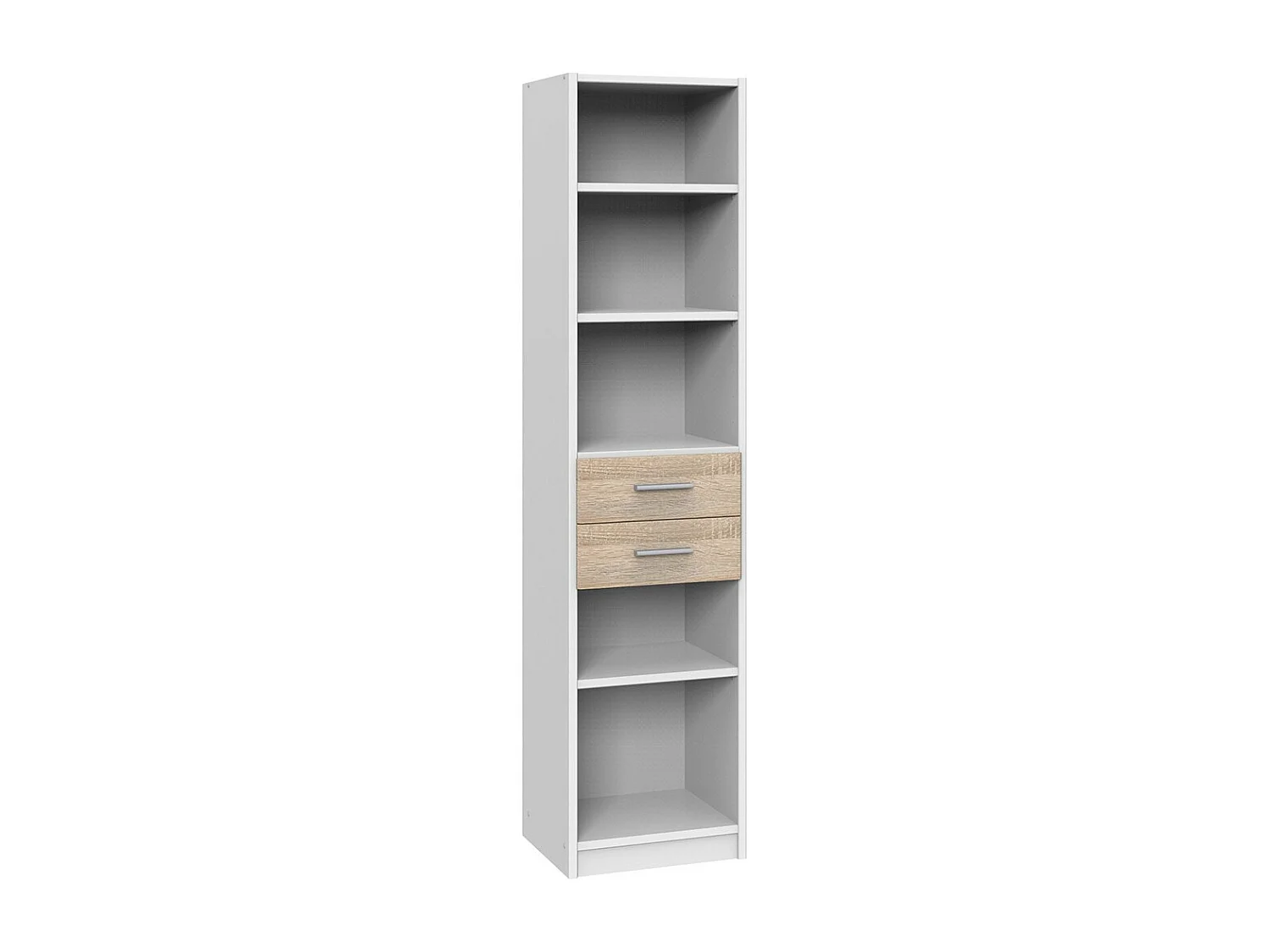 Bibliotheek 5 planken en 2 laden - L48 x H197 cm