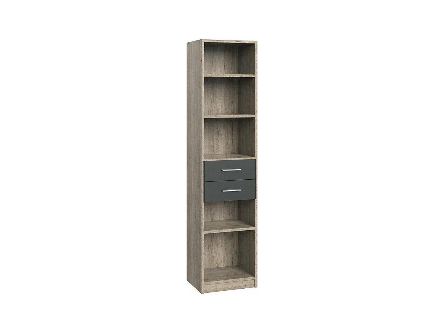Bibliothek 5 Regale und 2 Schubladen - L48 x H197 cm