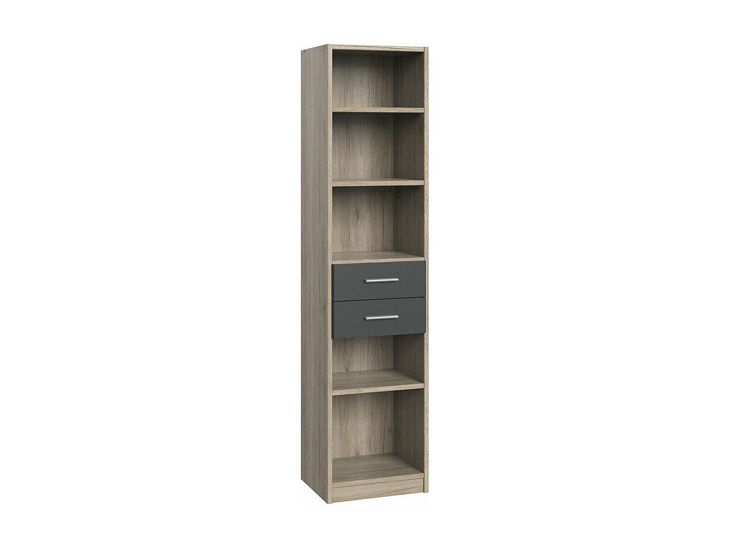 Bibliothek 5 Regale und 2 Schubladen - L48 x H197 cm