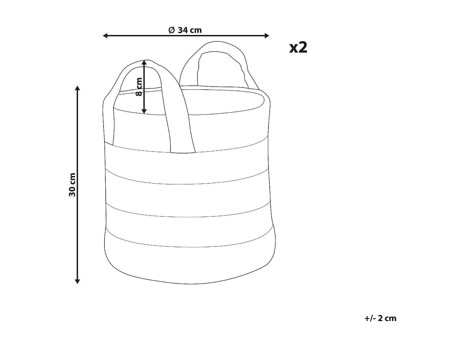 Korb Set aus 2 beigen und schwarzen Jute Körben mit Boho Muster Gerede