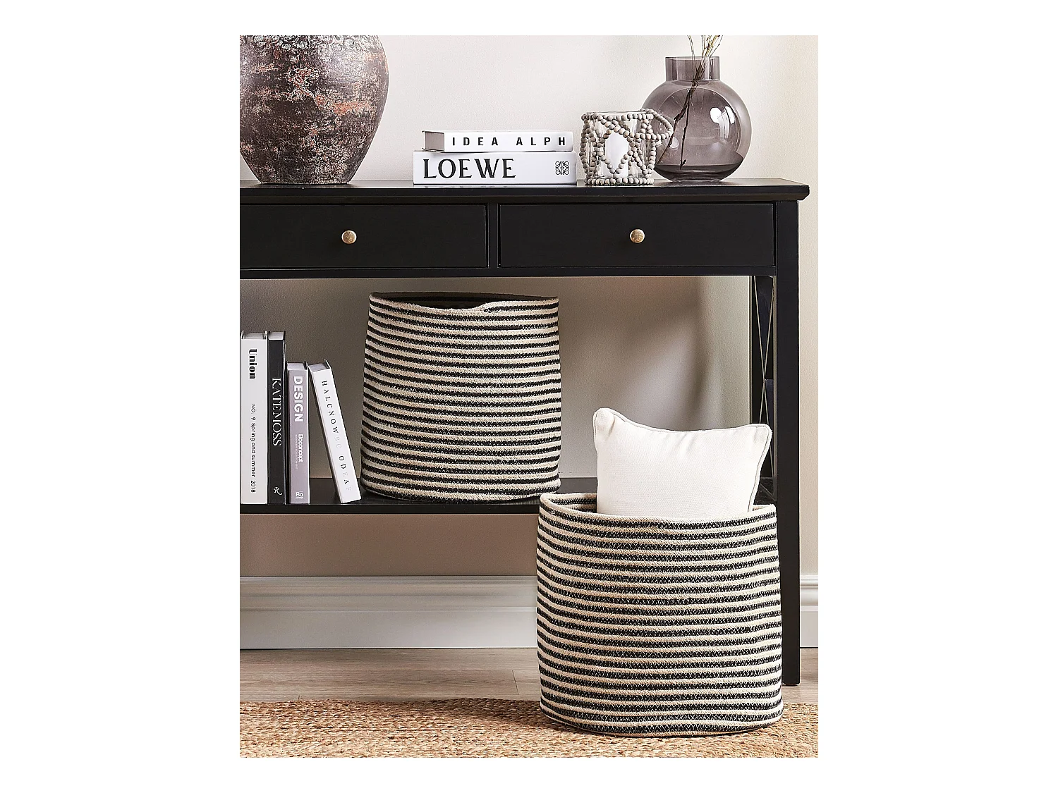 Conjunto de 2 cestas YERKOY Algodón Negro