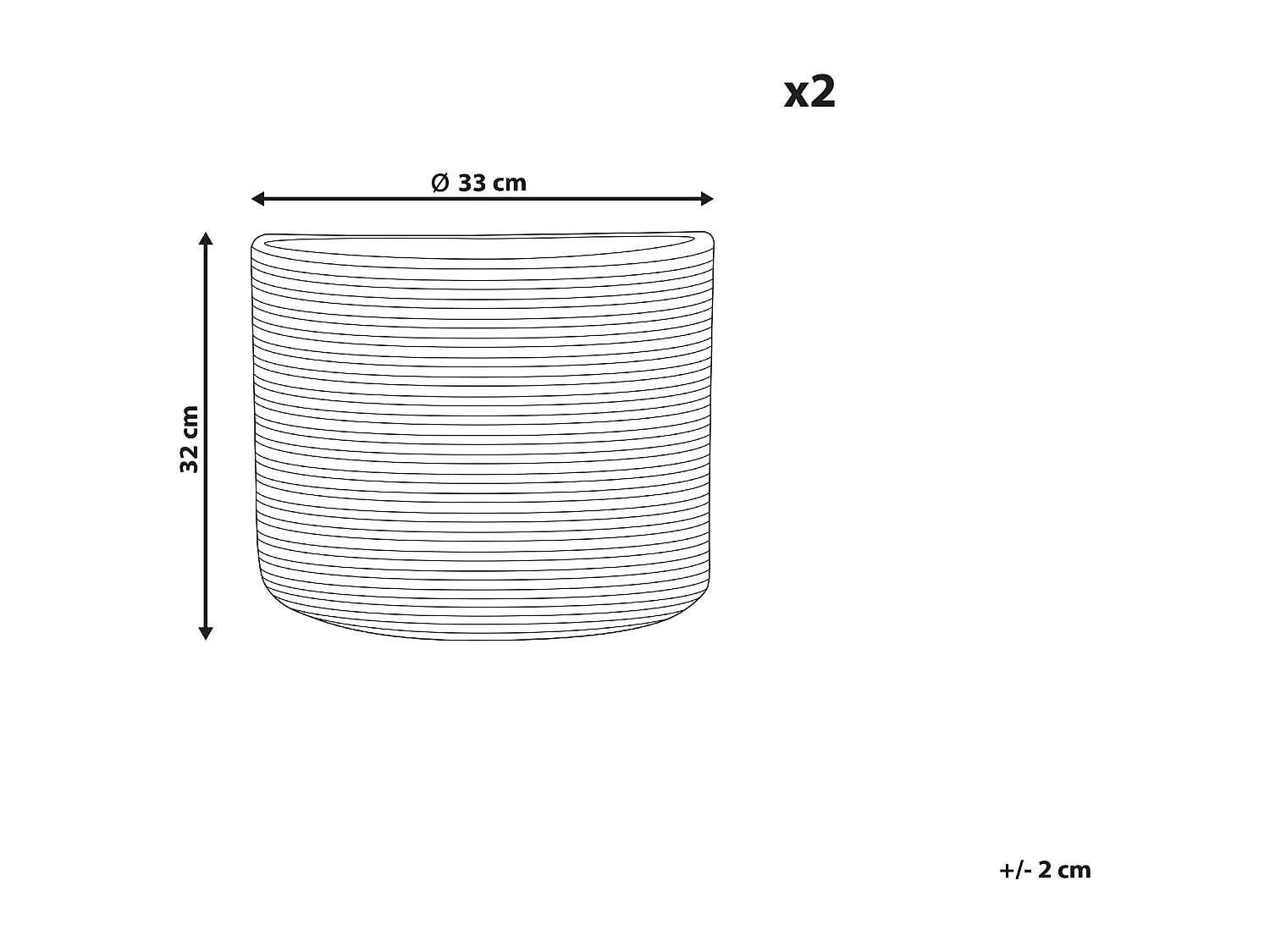 Set di 2 cestini YERKOY Cotone Nero