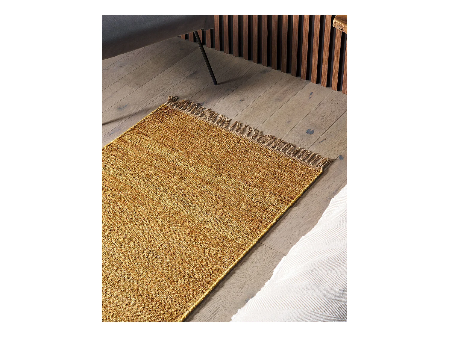 Teppich LUNIA 80 x 150 cm Jute Senfgelb