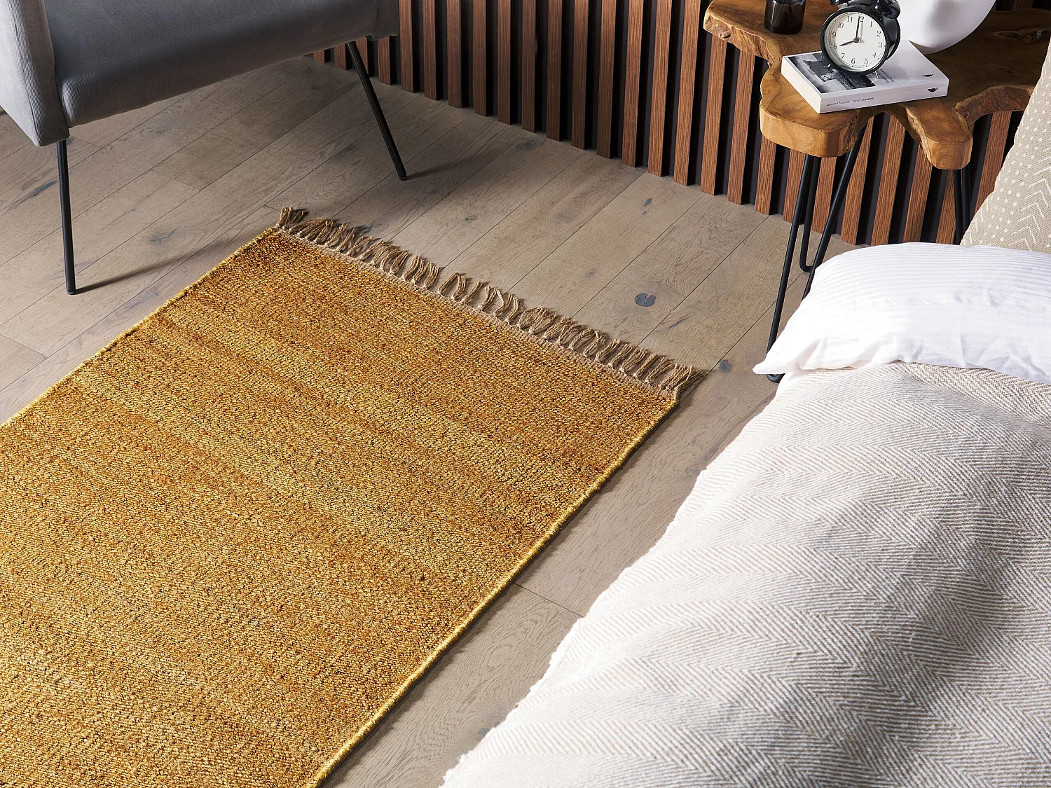 Teppich LUNIA 80 x 150 cm Jute Senfgelb
