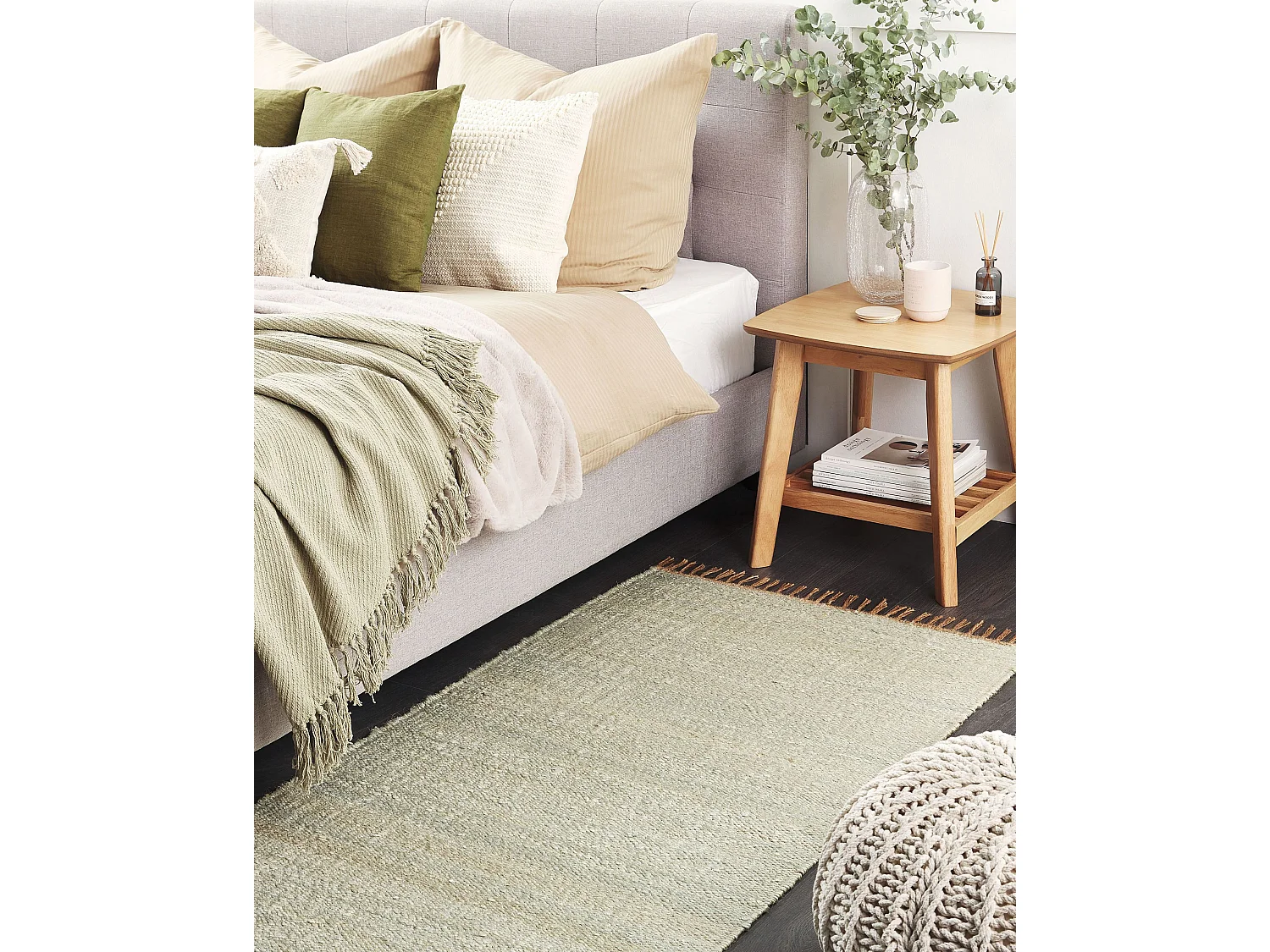 Tapis en jute 80 x 150 cm vert clair LUNIA