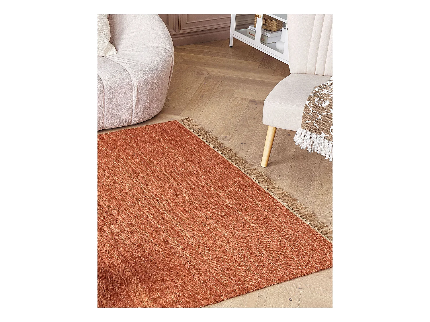 Vloerkleed LUNIA 160 x 230 cm Jute Lichtrood