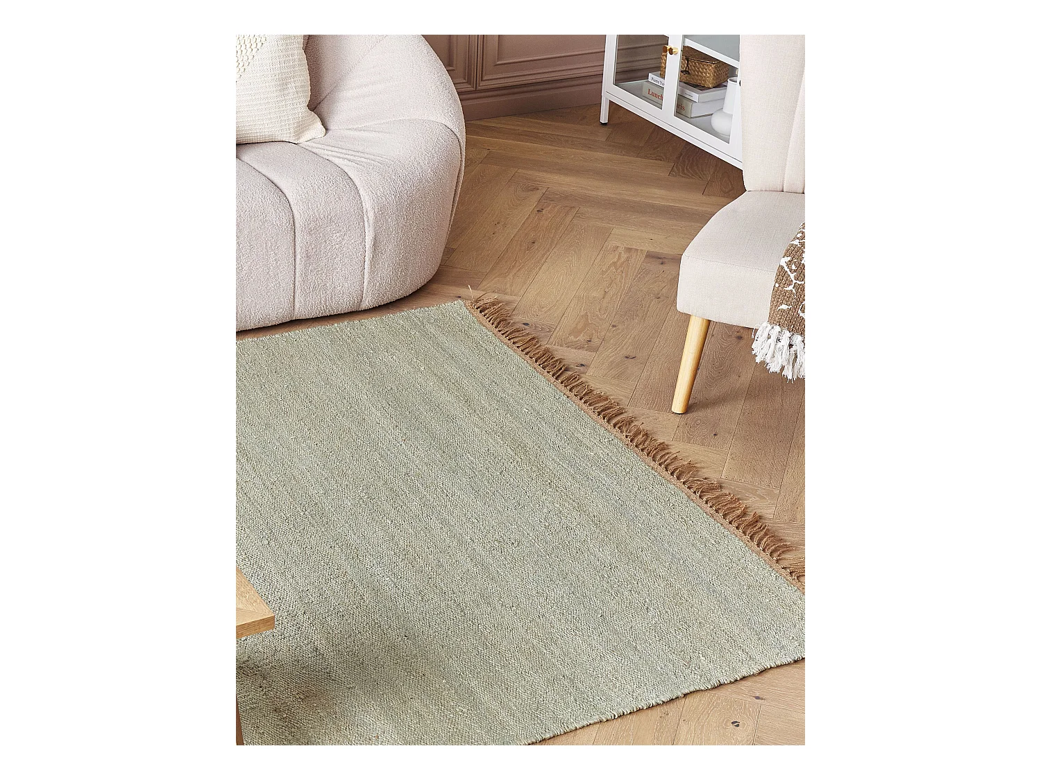 Vloerkleed LUNIA 160 x 230 cm Jute Lichtgroen