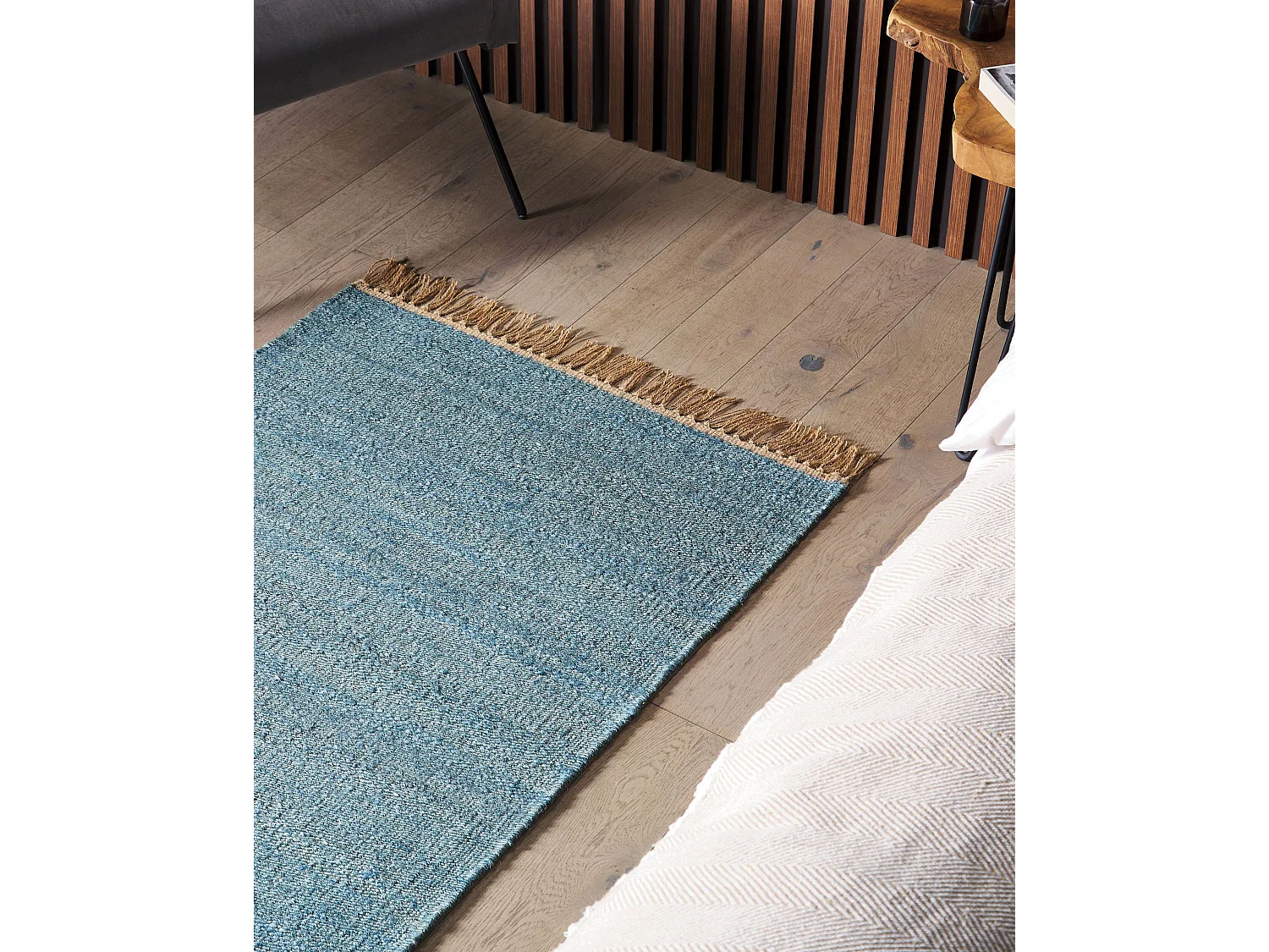 Vloerkleed LUNIA 80 x 150 cm Jute Turquoise