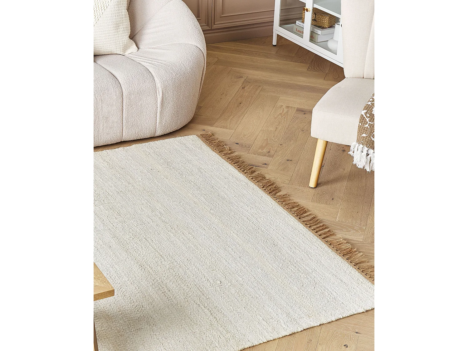 Vloerkleed LUNIA 160 x 230 cm Jute Lichtbeige
