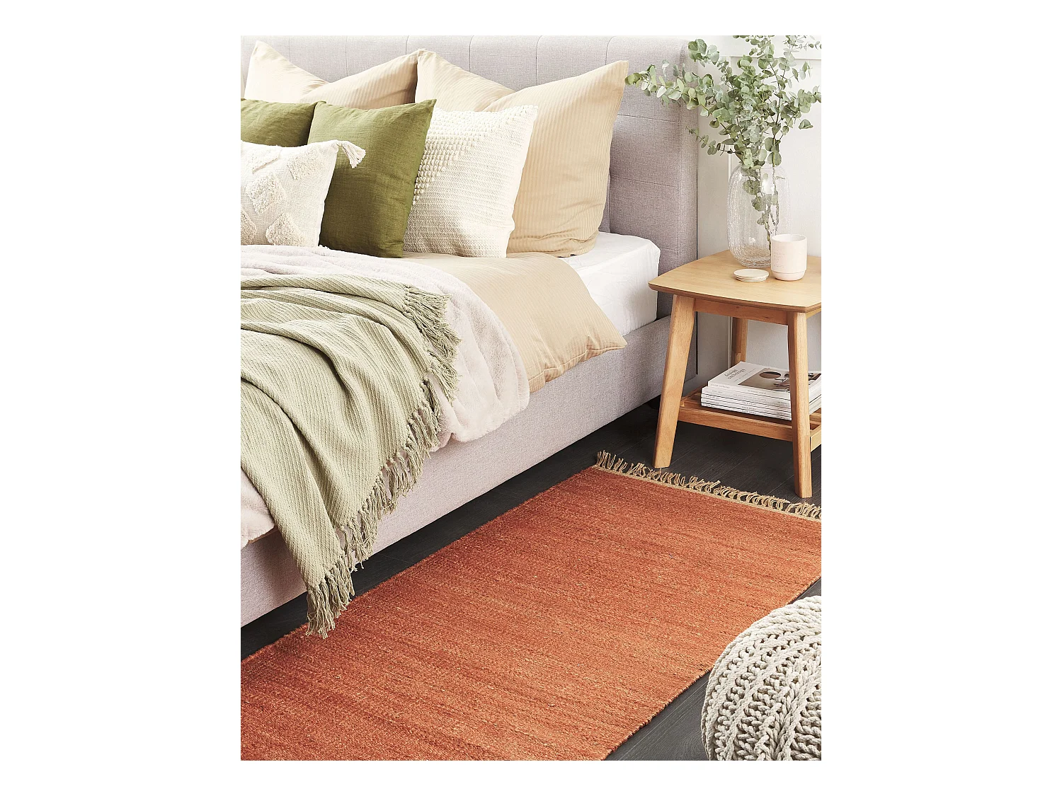 Teppich LUNIA 80 x 150 cm Jute Hellrot