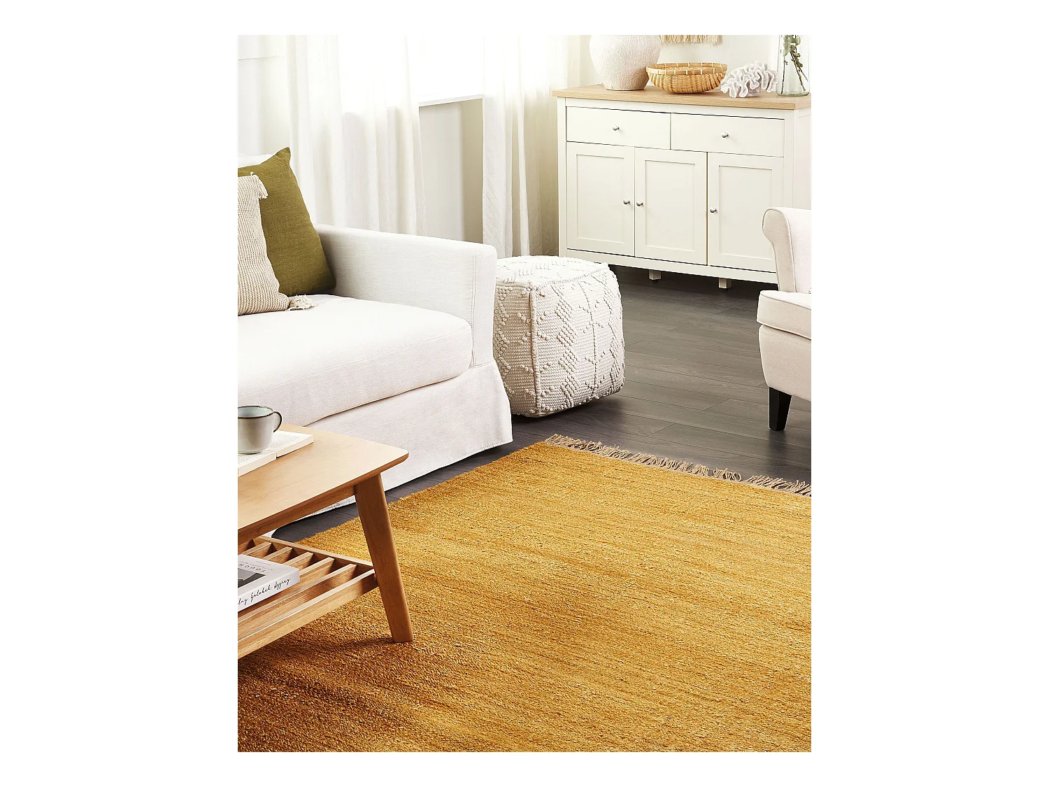 Dywan z juty 160 x 230 cm musztardowy LUNIA