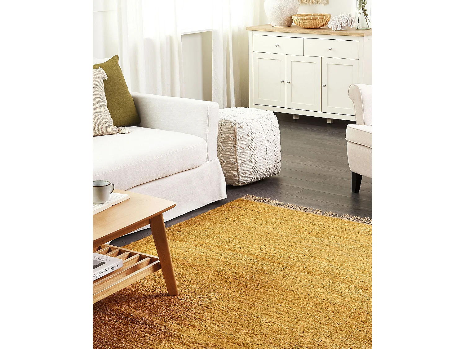 Vloerkleed LUNIA 160 x 230 cm Jute Mosterdgeel