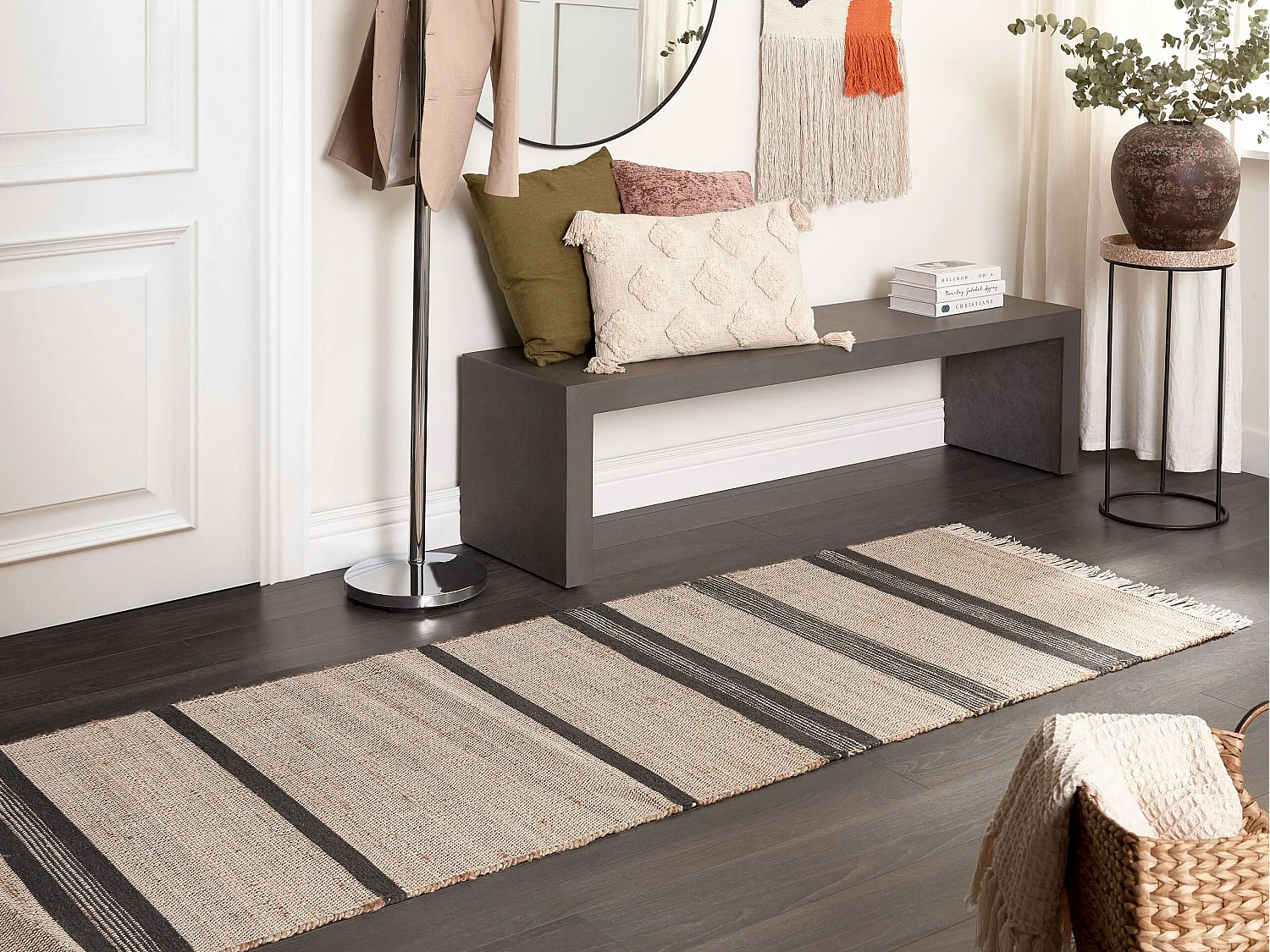 Tappeto iuta beige e grigio 80 x 300 cm TALPUR